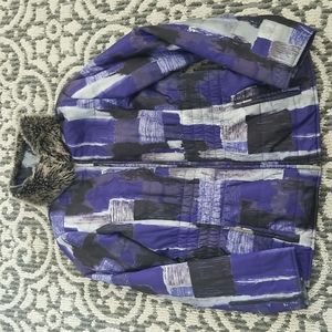 (M) Spanner Light Puffer Geometric Print Faux Fur Collar Seasonal Outdoor Cozy